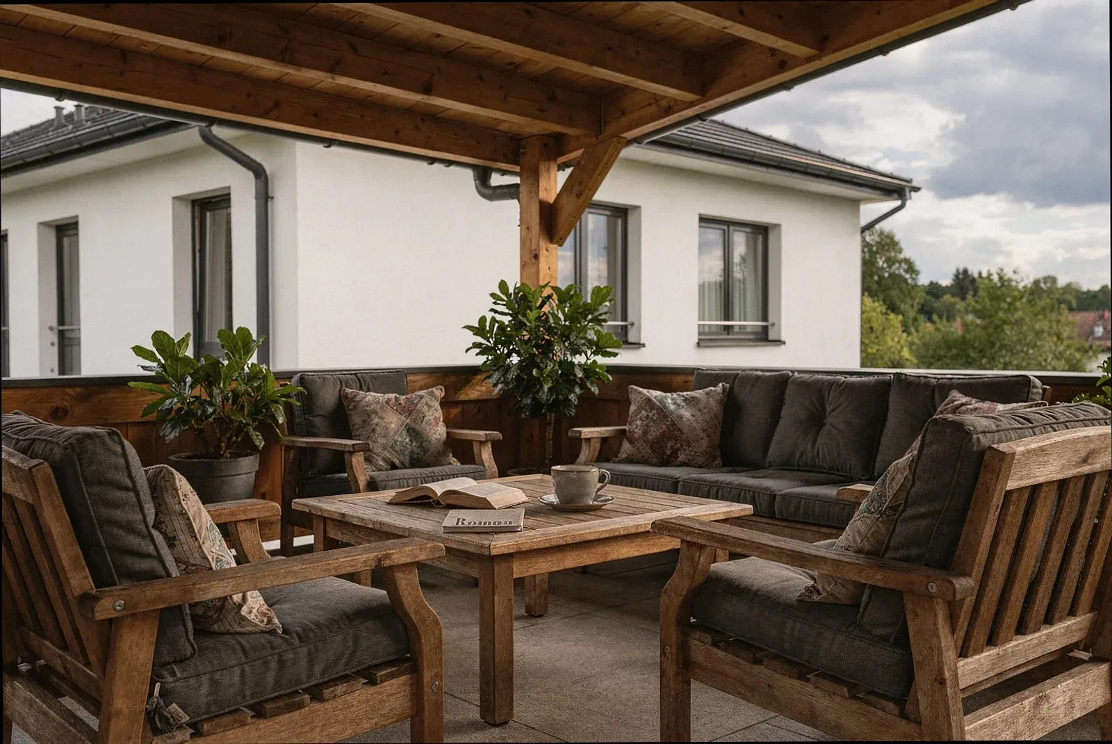 Terrassenüberdachung aus Holz in Kiel